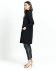 Ponte Knit - Funnel Neck Tunic Sweater Dress - Black