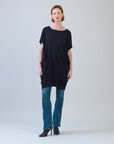Rayon-Ponte Knit - Architectural Tunic Pocket Dress - Black - Final Sale!