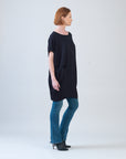 Rayon-Ponte Knit - Architectural Tunic Pocket Dress - Black - Final Sale!