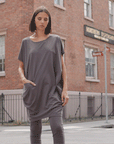 Rayon-Ponte Knit - Architectural Tunic Pocket Dress - Mocha - Final Sale!