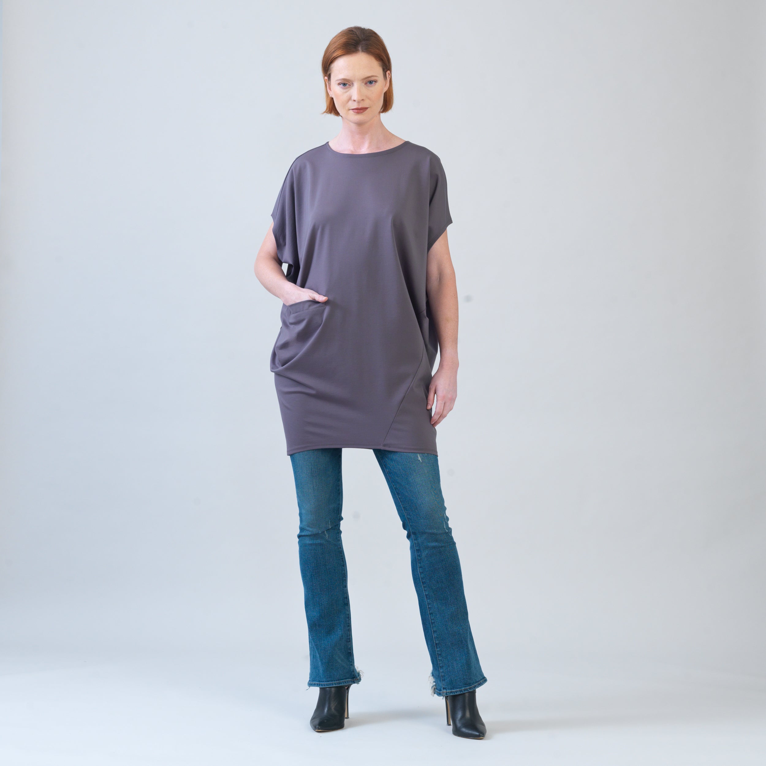 Womens Rayon Ponte Knit Tunic Dress Mocha Small
