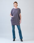 Rayon-Ponte Knit - Architectural Tunic Pocket Dress - Mocha - Final Sale!