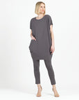 Rayon-Ponte Knit - Architectural Tunic Pocket Dress - Mocha - Final Sale!