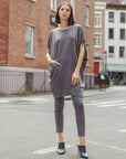 Rayon-Ponte Knit - Architectural Tunic Pocket Dress - Mocha - Final Sale!