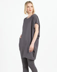 Rayon-Ponte Knit - Architectural Tunic Pocket Dress - Mocha - Final Sale!