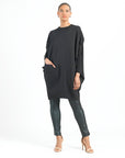 Rayon-Ponte Knit - Architectural Tunic Pocket Dress - Black - Final Sale!