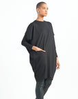 Rayon-Ponte Knit - Architectural Tunic Pocket Dress - Black - Final Sale!