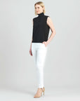 Rayon-Ponte Knit - Straight Leg Pocket Pant - White - Final Sale - Clara Sunwoo
