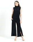 Front Slit Ankle Petal Pant - Black