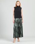 Crinkle Pleat Knit - Tiered Skirt-Pant - Water Ripple-Olive - Final Sale!