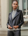 Liquid Leather™ Sheen Moto Zip Jacket - Black