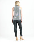 Glimmer Lamé - Sleeveless Pleated Detail Tank - Silver - Final Sale!
