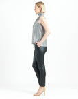 Glimmer Lamé - Sleeveless Pleated Detail Tank - Silver - Final Sale!