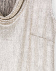 Shimmer Foil Lamé - Sleeveless Draped Cowl Neck Top - Champagne