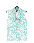 Butter Knit - Sleeveless Draped Cowl Neck Top - Paisley Lotus - Final Sale!