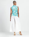 Butter Knit - Sleeveless Draped Cowl Neck Top - Paisley Lotus