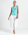 Butter Knit - Sleeveless Draped Cowl Neck Top - Paisley Lotus