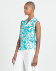 Butter Knit - Sleeveless Draped Cowl Neck Top - Paisley Lotus