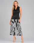 Crushed Silk - Sleeveless Draped Cowl Neck Top - Black - Final Sale