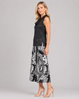 Crushed Silk - Sleeveless Draped Cowl Neck Top - Black - Final Sale