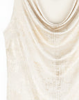 Foil Sheen - Cowl Neck Draped Tank - Champagne