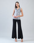 Shimmer Dots - Cowl Neck Draped Tank - Silver