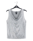 Shimmer Dots - Cowl Neck Draped Tank - Silver