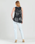 Crepe Knit - Asymmetrical Tunic Tank - Blossom Sketch - Final Sale