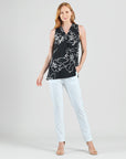 Crepe Knit - Asymmetrical Tunic Tank - Blossom Sketch - Final Sale