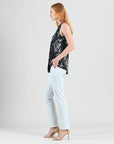 Crepe Knit - Asymmetrical Tunic Tank - Blossom Sketch - Final Sale