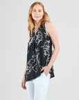 Crepe Knit - Asymmetrical Tunic Tank - Blossom Sketch - Final Sale