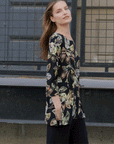 Side Vent Kerchief Hem Tunic - Leaf Colorburst - Final Sale!