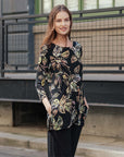 Side Vent Kerchief Hem Tunic - Leaf Colorburst - Final Sale!