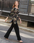 Side Vent Kerchief Hem Tunic - Leaf Colorburst - Final Sale!