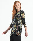 Side Vent Kerchief Hem Tunic - Leaf Colorburst - Final Sale!