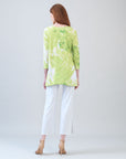 Side Vent Kerchief Hem Tunic - Floral Citrus
