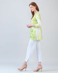 Side Vent Kerchief Hem Tunic - Floral Citrus
