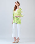 Side Vent Kerchief Hem Tunic - Floral Citrus