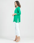 Side Vent Kerchief Hem Tunic - Emerald - Final Sale