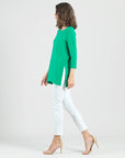 Side Vent Kerchief Hem Tunic - Emerald - Final Sale