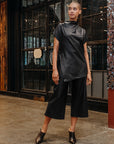 Liquid Leather™ - Funnel Neck Side Vent Tie Tunic - Black - Final Sale!