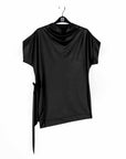 Liquid Leather™ - Funnel Neck Side Vent Tie Tunic - Black - Final Sale!