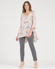 Light Knit - V-Neck Envelope Hem Tunic - Sunburst Mandala - Final Sale