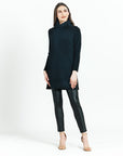 Chunky Ribbed - Cowl Turtleneck Sweater Tunic - Black - Final Sale!