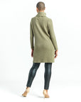 Chunky Ribbed - Cowl Turtleneck Sweater Tunic - Olive