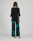Tie Cuff Curved Hem Tunic - Black