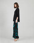 Tie Cuff Curved Hem Tunic - Black