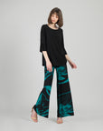 Tie Cuff Curved Hem Tunic - Black
