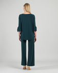 Tie Cuff Curved Hem Tunic - Hunter Green