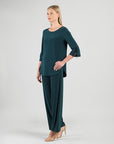 Tie Cuff Curved Hem Tunic - Hunter Green